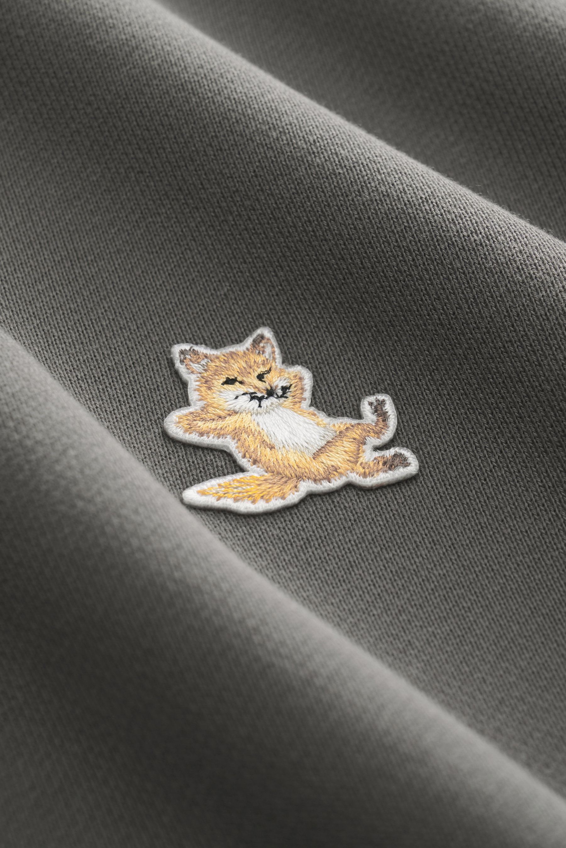 MAISON KITSUNÉ Quarter-zip sweater 'Chillax Fox' gray