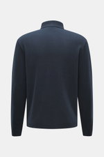 Rückansicht des navy Longsleeve-Poloshirts 04651/ A trip in a bag Wool TP Polo LS mit Baumwolle-Wolle Jersey, Regular Fit, Polokragen, Rippbündchen.