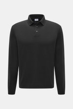 04651/ A trip in a bag Longsleeve-Poloshirt 'Wool TP Polo LS' schwarz, Frontaufnahme, Jersey aus Baumwolle und Wolle, strukturierter Griff, Regular Fit, klassischer Polokragen, Drei-Knopf-Leiste, kleines Weblabel in der Seitennaht, komfortable Rippbündche