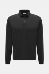04651/ A trip in a bag Longsleeve-Poloshirt 'Wool TP Polo LS' schwarz, Frontaufnahme, Jersey aus Baumwolle und Wolle, strukturierter Griff, Regular Fit, klassischer Polokragen, Drei-Knopf-Leiste, kleines Weblabel in der Seitennaht, komfortable Rippbündche
