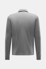Rückansicht des grau melierten 04651/ A trip in a bag Longsleeve-Poloshirt 'WJ' mit klassischem Polokragen, Regular Fit, weichem Griff, Wolle-Microfaser-Mix und kurzen Saumschlitzen.