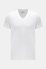Front view of a mey story V-neck T-shirt white, featuring a clean, extra slim fit design made from cotton and lyocell blend with a comfortable stretch. Quality is at the forefront of the established label MEY STORY – and you can feel it with this clean V-
