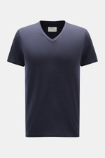 Front view of a slim fit mey story V-neck T-shirt navy made from soft cotton and lyocell blend with comfortable stretch and smooth feel.