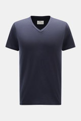 Front view of a slim fit mey story V-neck T-shirt navy made from soft cotton and lyocell blend with comfortable stretch and smooth feel.