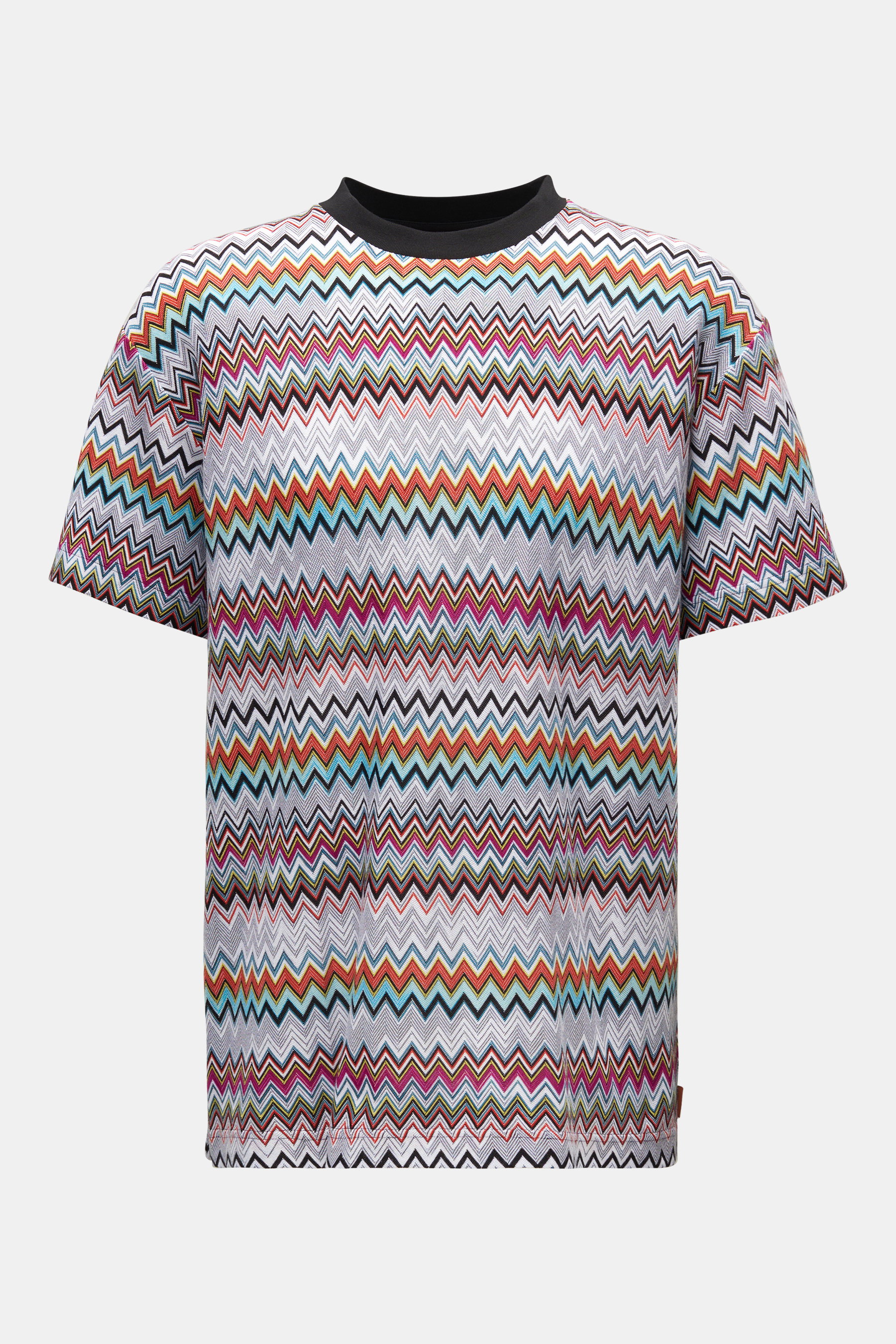 Missoni Kurzarm-Rundhalspullover violett/hellblau/schwarz gemustert