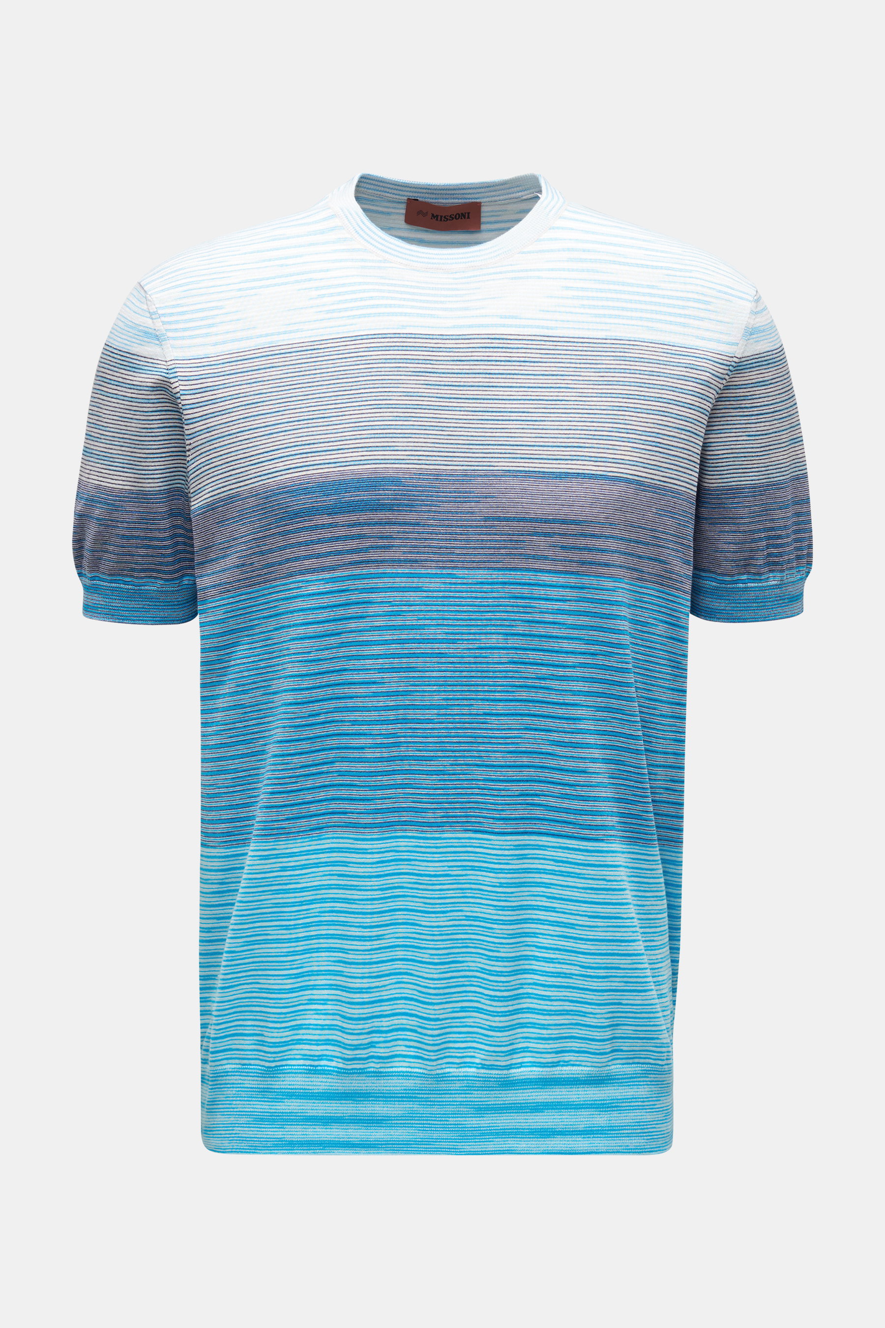 Missoni Kurzarm-Rundhalspullover azurblau/navy/weiß gestreift