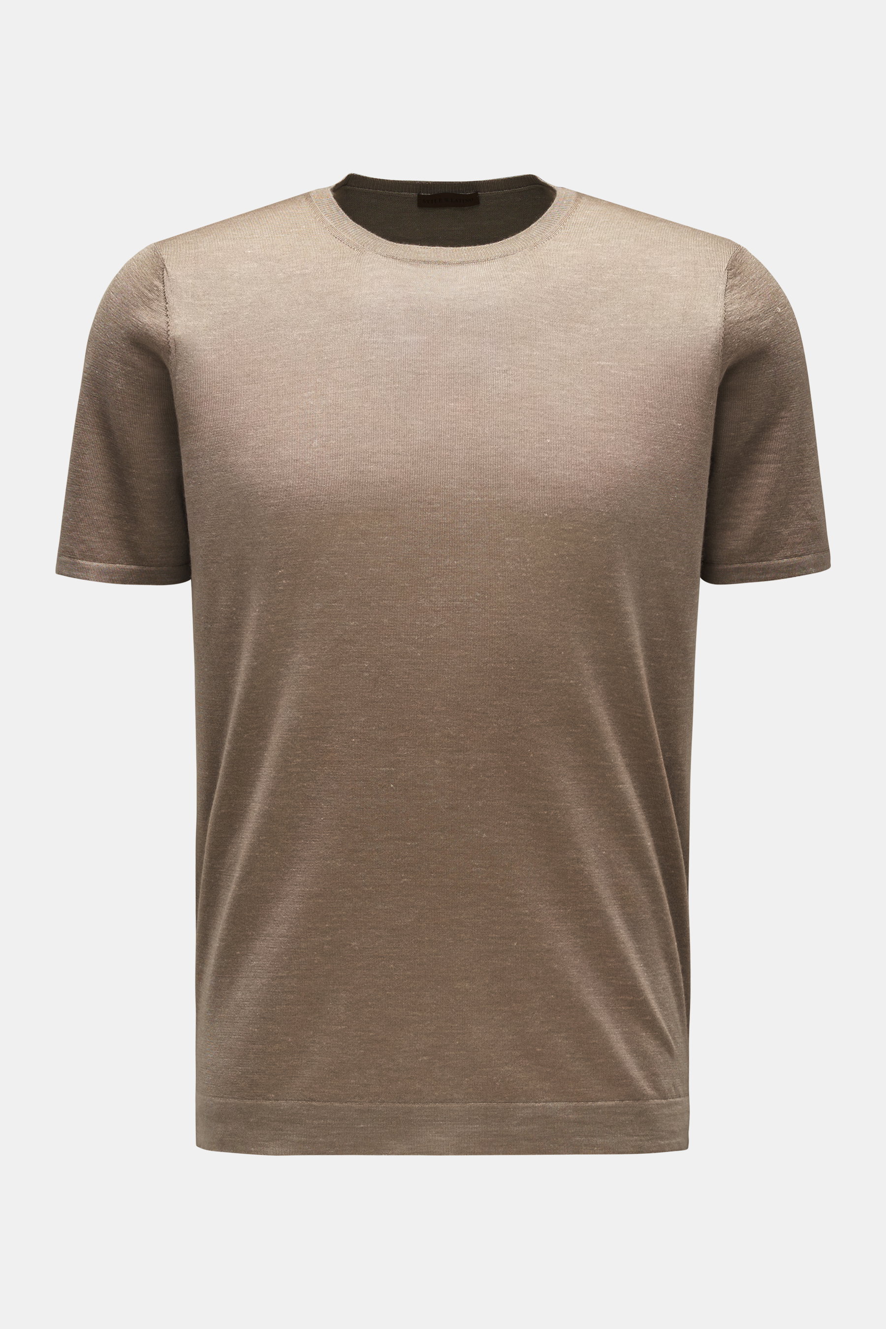 Stile Latino Feinstrick Rundhals-Kurzarmpullover 'Ibiza' graubraun