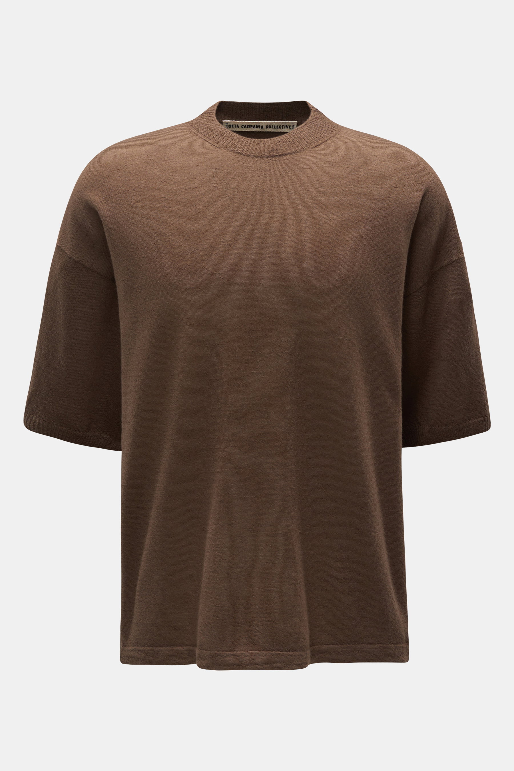 Meta Campania Collective Cashmere Feinstrick-Kurzarmpullover braun