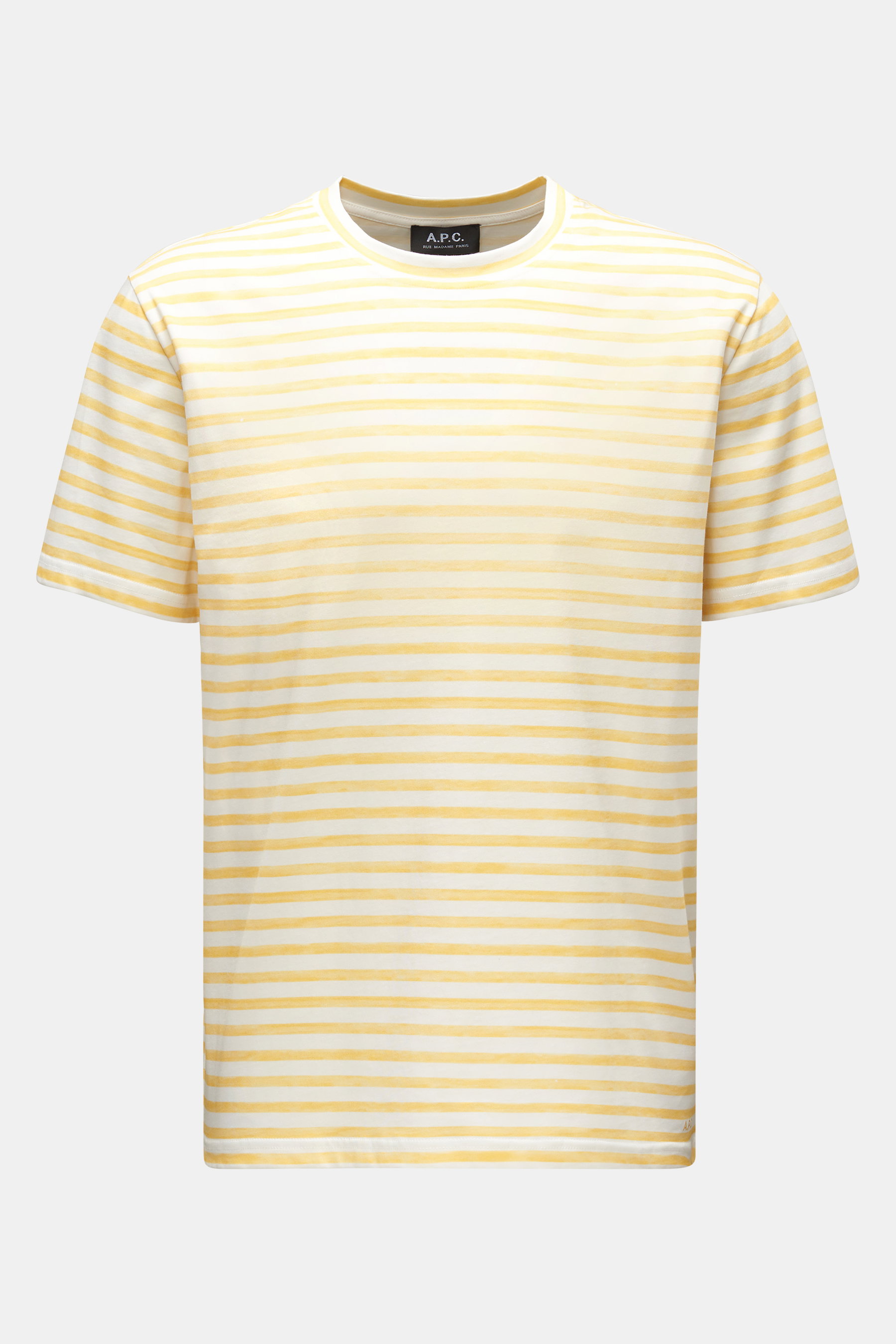 A.P.C. Rundhals-T-Shirt 'Marinheiro' gelb/weiß gestreift