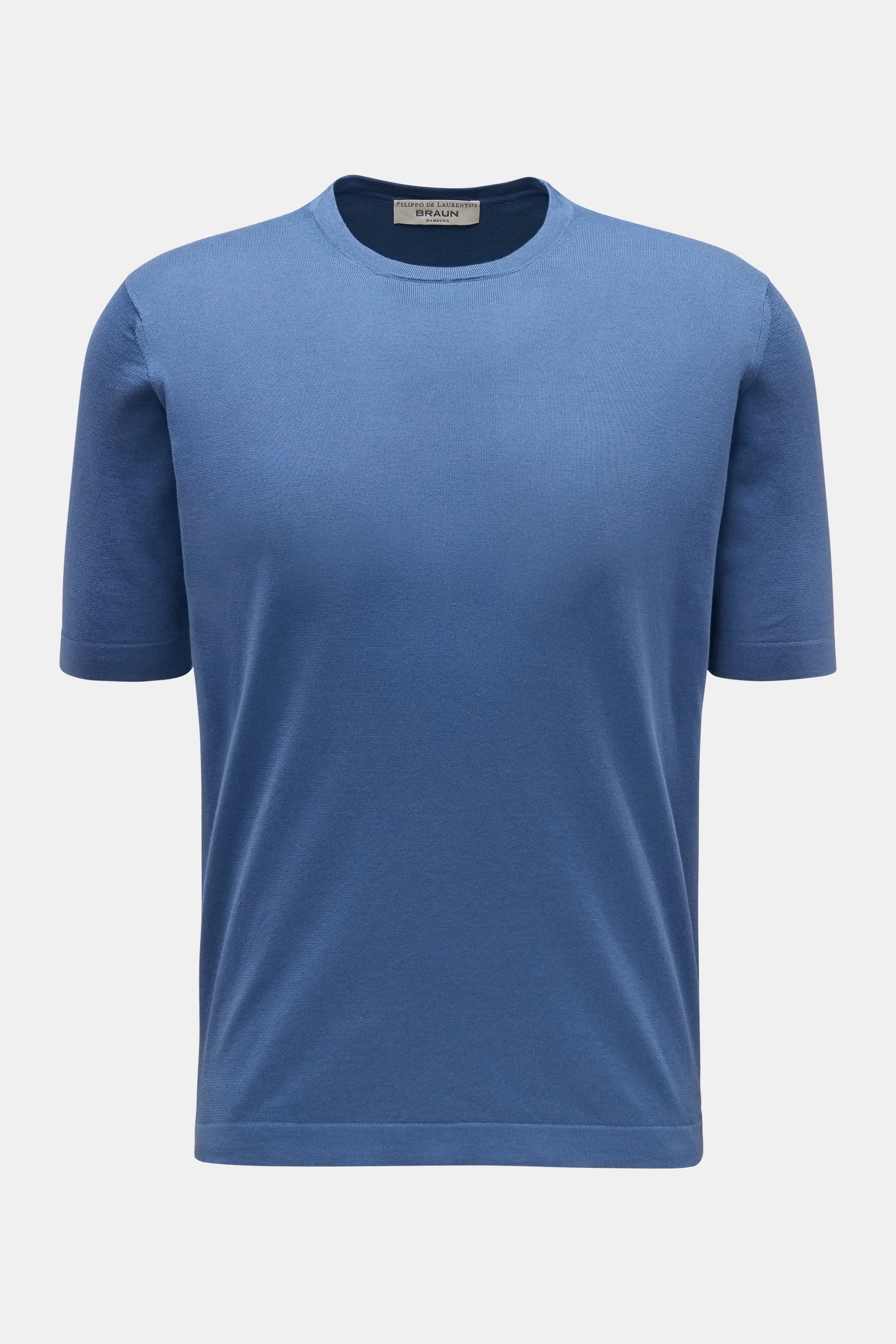 Filippo de Laurentiis Feinstrick Rundhals-Kurzarmpullover graublau