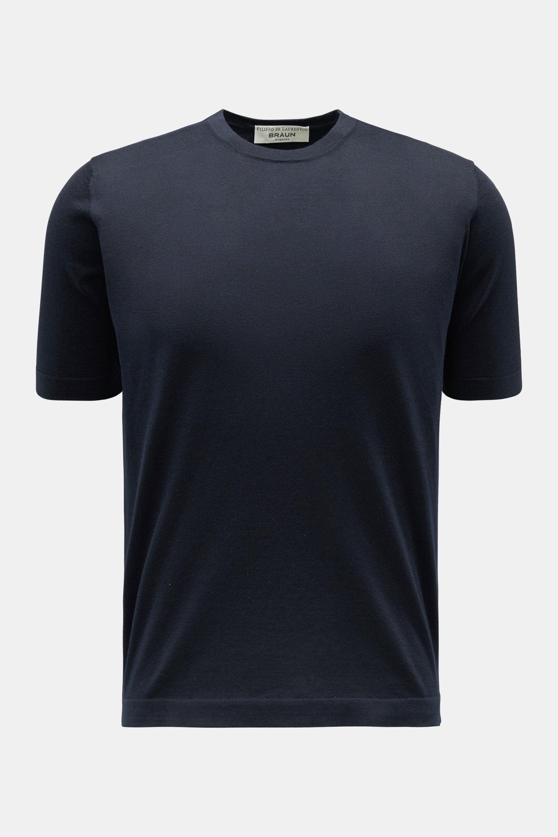 Filippo de Laurentiis Feinstrick Rundhals-Kurzarmpullover navy