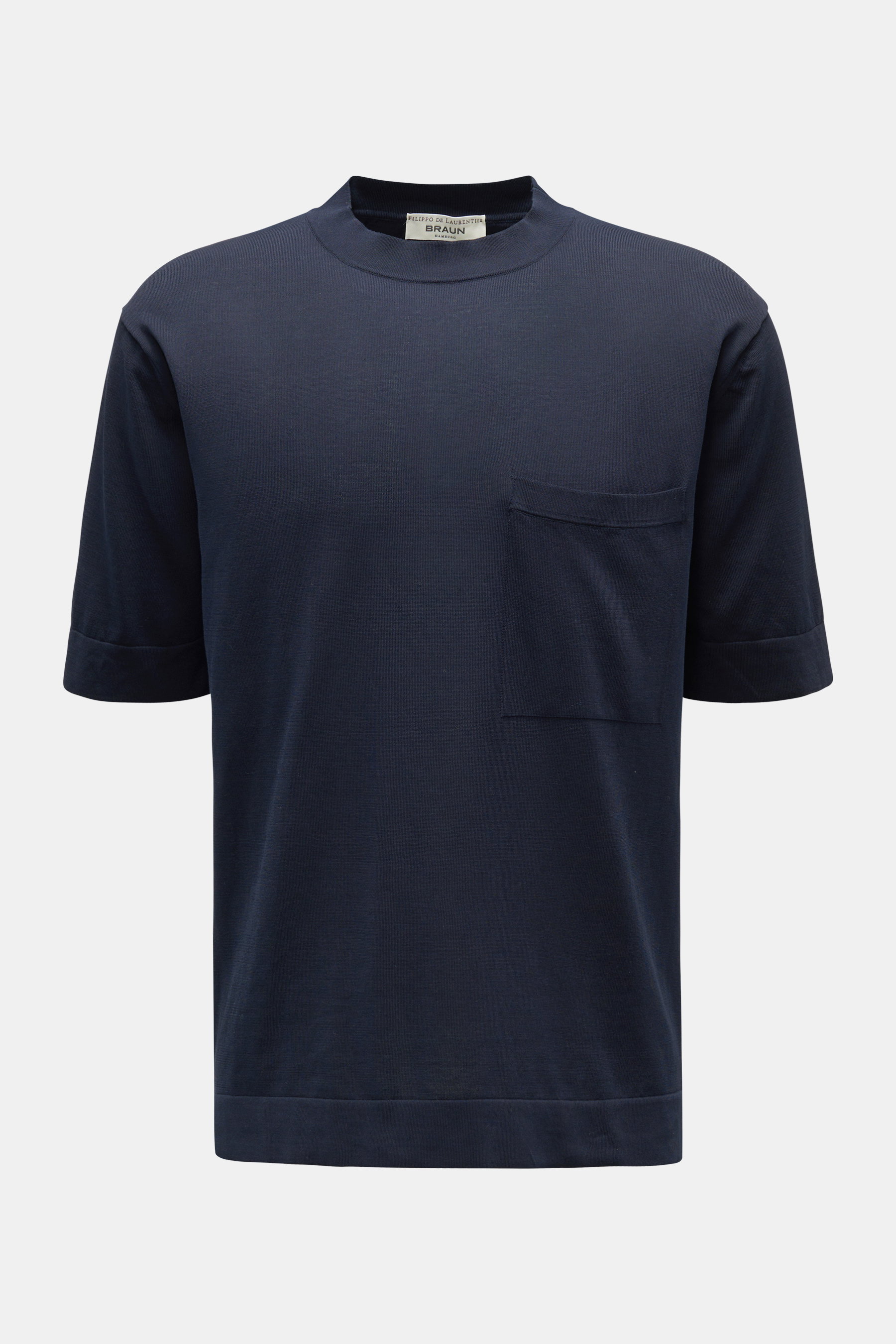 Filippo de Laurentiis Feinstrick Rundhals-Kurzarmpullover navy