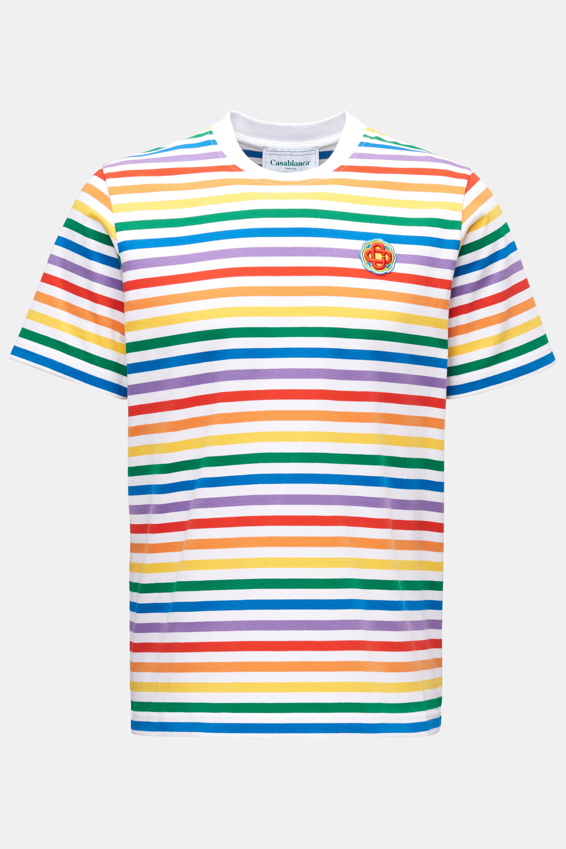 Casablanca Rundhals-T-Shirt 'Rainbow Stripe' rot/weiß/blau gestreift
