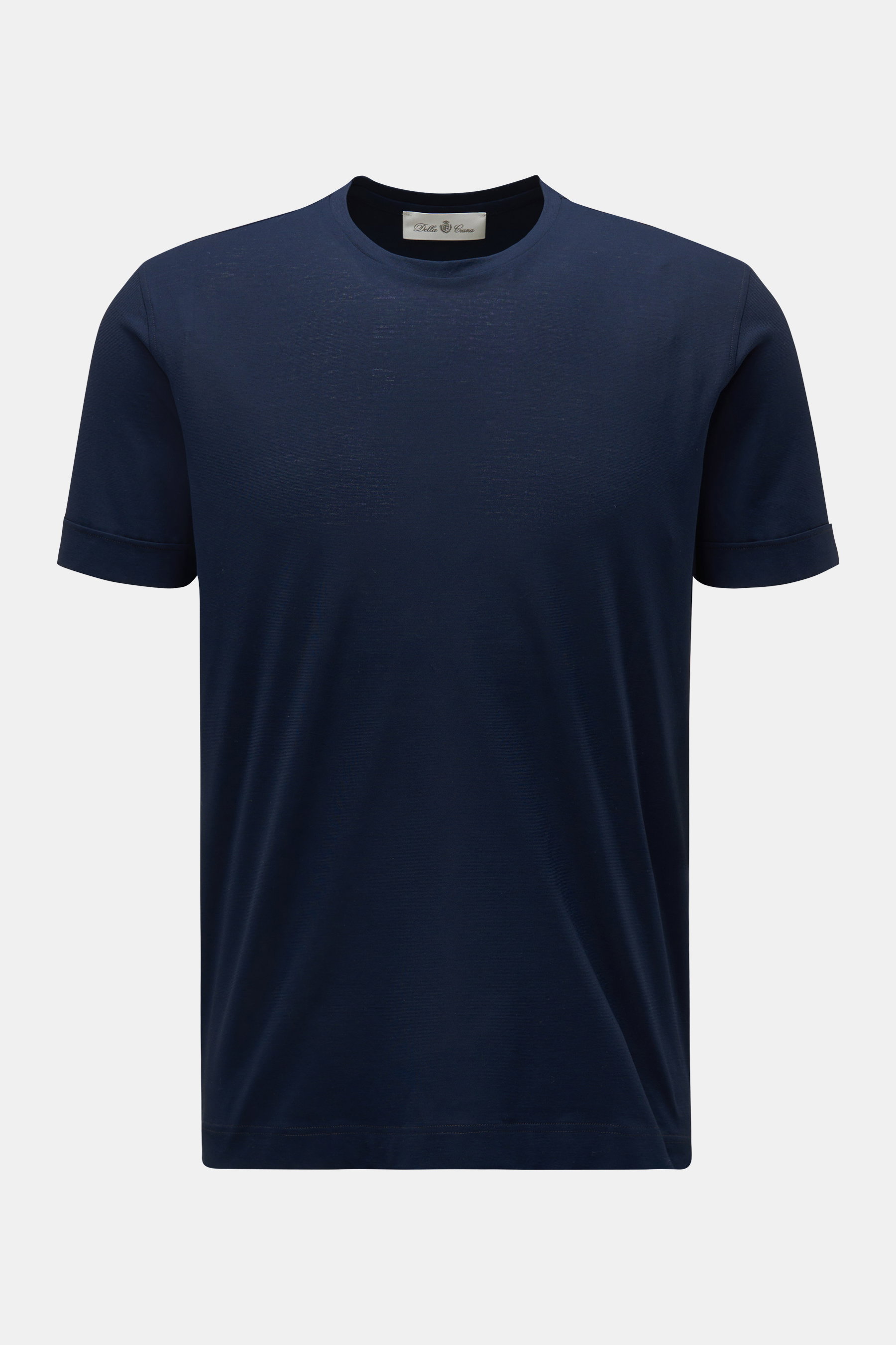 Della Ciana Feinstrick Rundhals-Kurzarmpullover navy