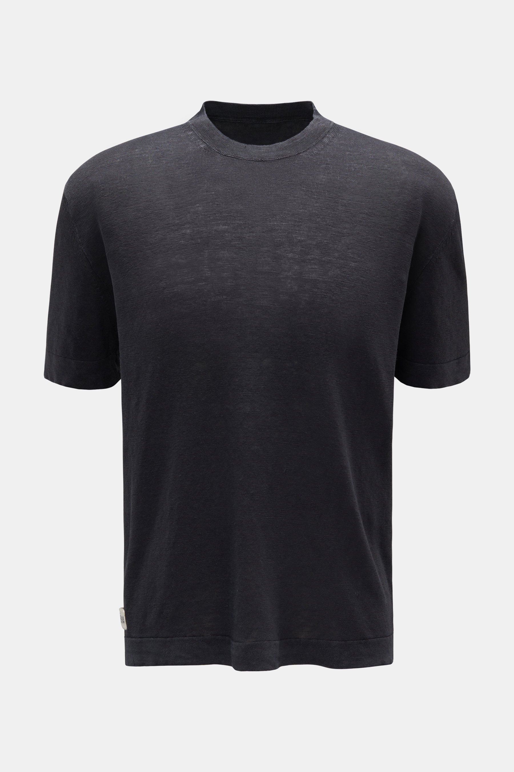 Matéma Leinen Feinstrick-Kurzarmpullover navy