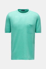 04651/ A trip in a bag Fine knit short sleeve jumper 'Linen Knit Tee' light green