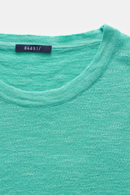 04651/ A trip in a bag Fine knit short sleeve jumper 'Linen Knit Tee' light green