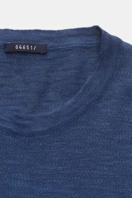 04651/ A trip in a bag Fine knit short sleeve jumper 'Linen Knit Tee' dark blue