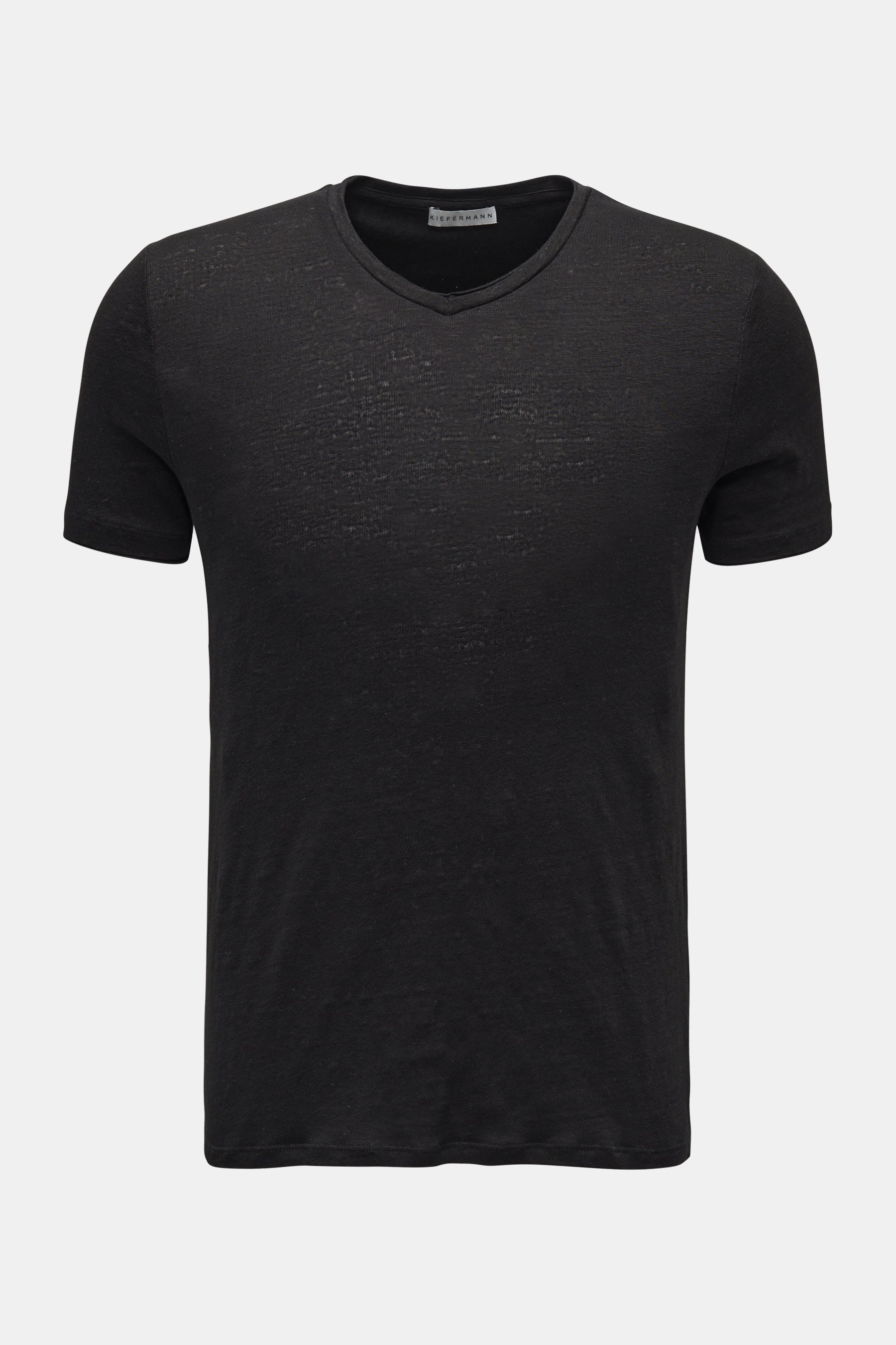 Kiefermann Leinen V-Neck T-Shirt 'Flynn' schwarz