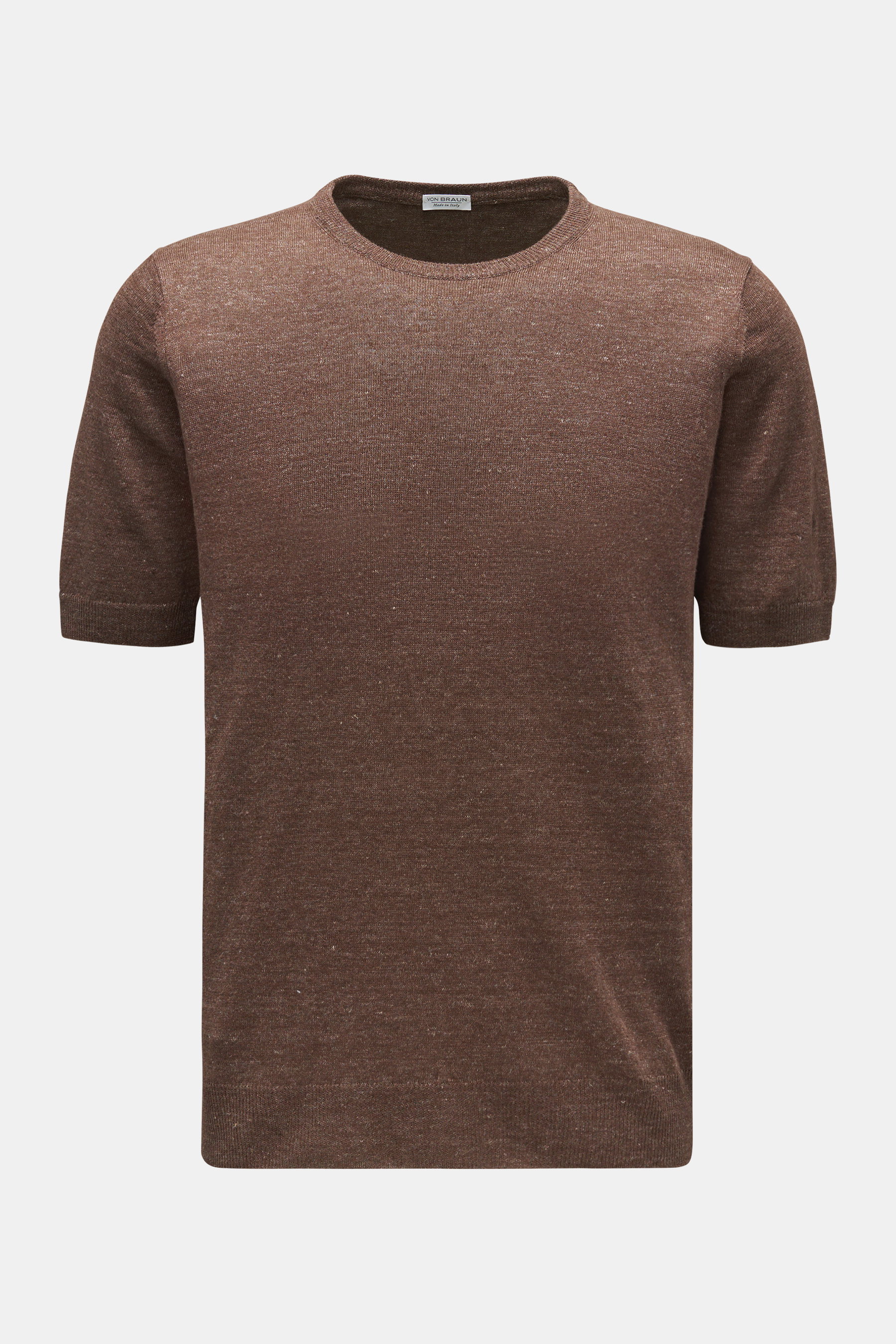 von Braun Feinstrick Rundhals-Kurzarmpullover braun