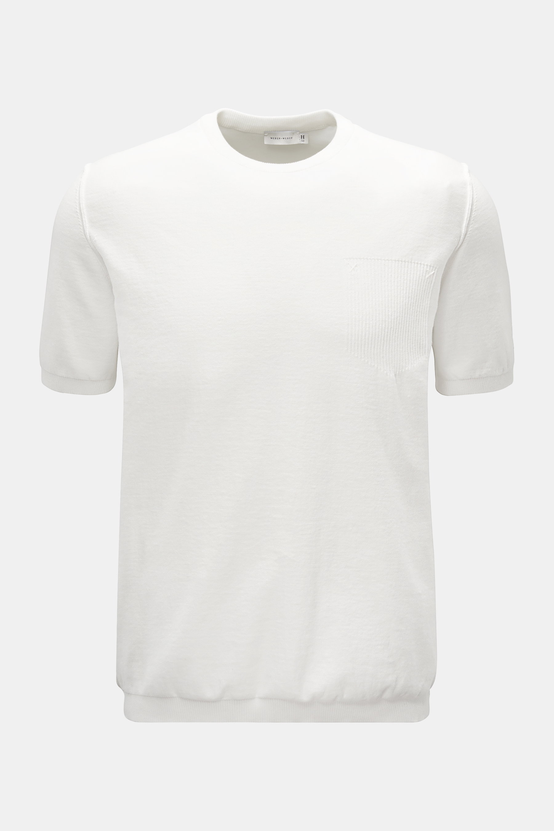 Weber+Weber Kurzarm-Rundhalspullover 'Cotton Knit T-Shirt' weiß