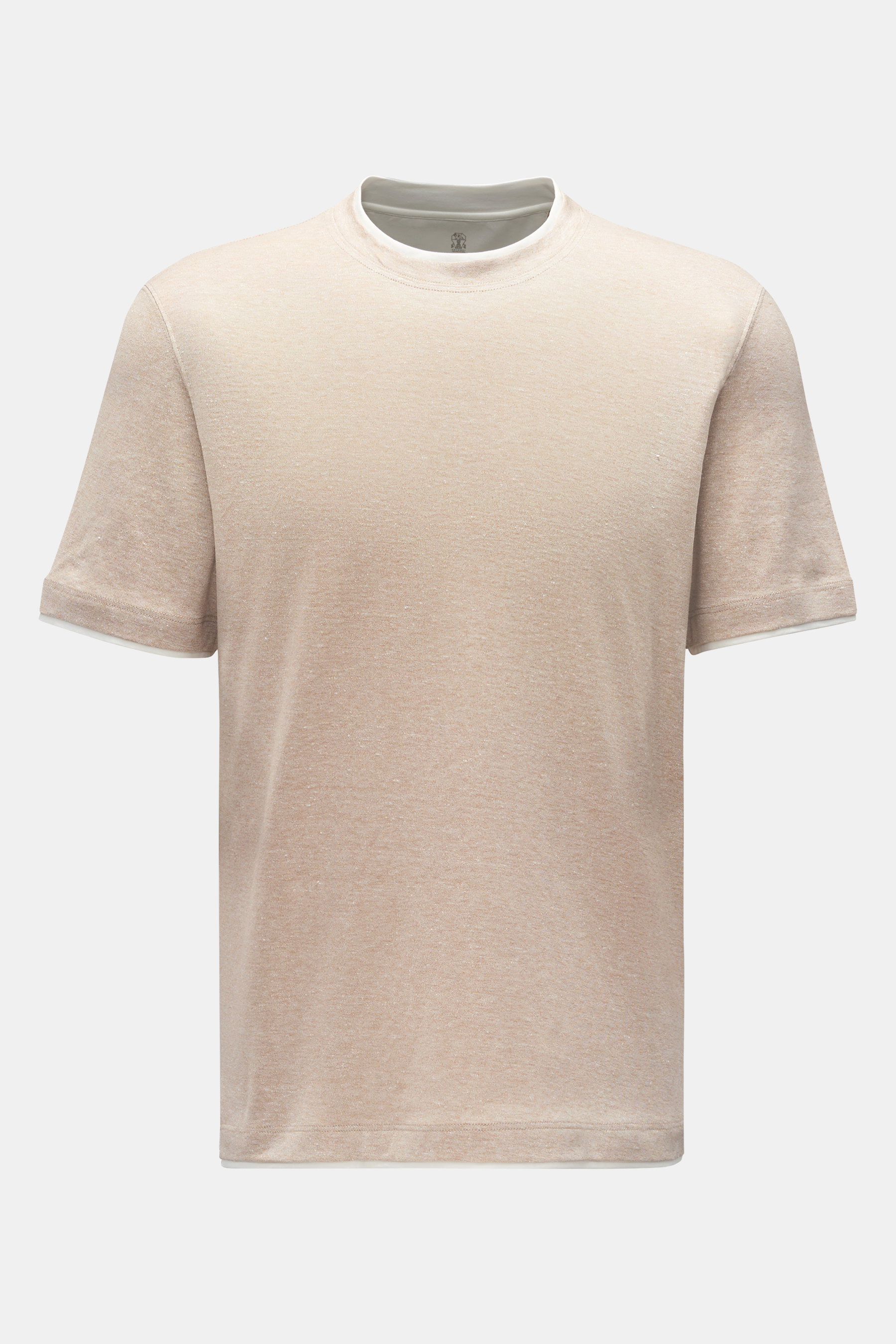 Brunello Cucinelli Rundhals-T-Shirt beige meliert/weiß