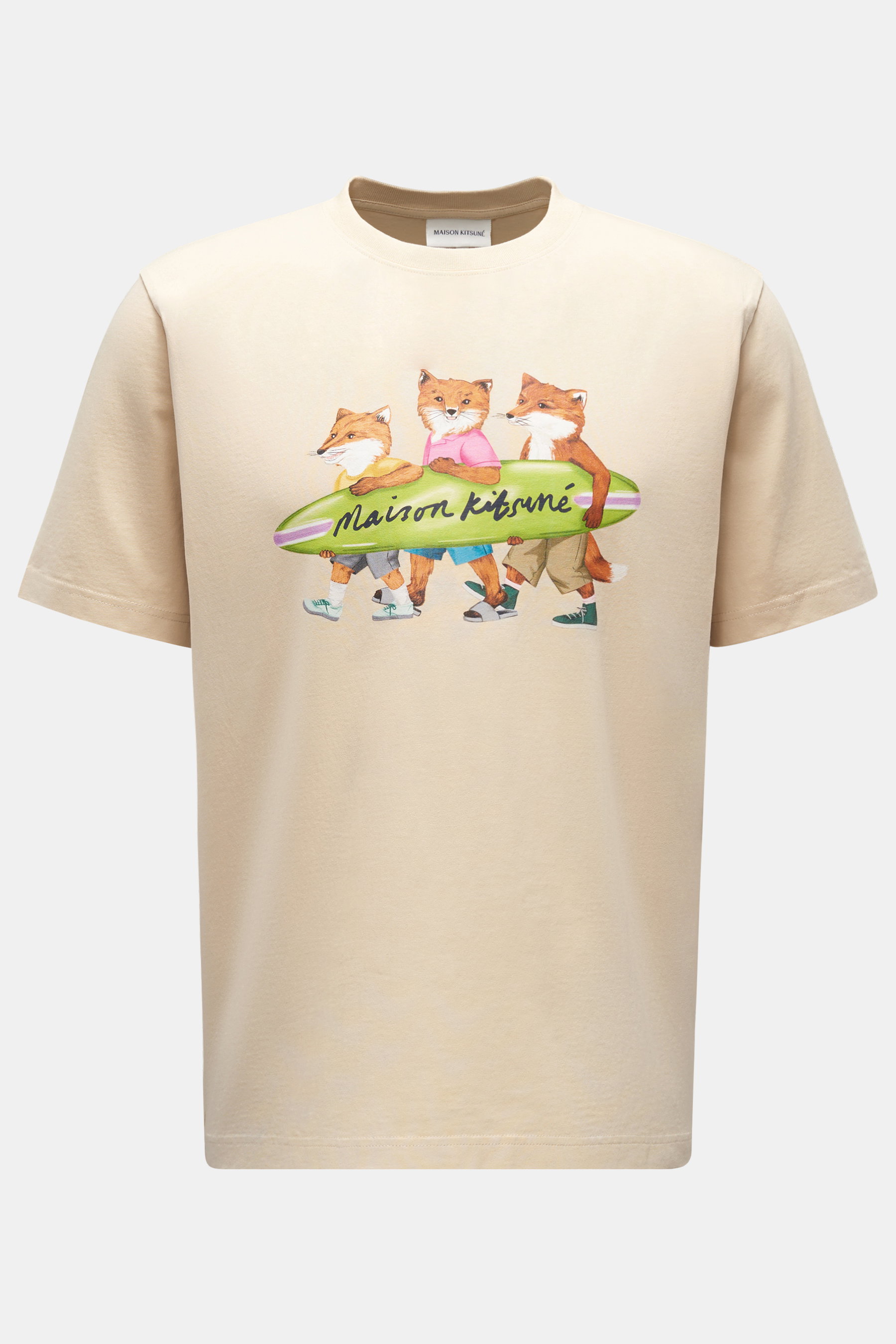 Maison Kitsuné Rundhals-T-Shirt 'Surfing' sand