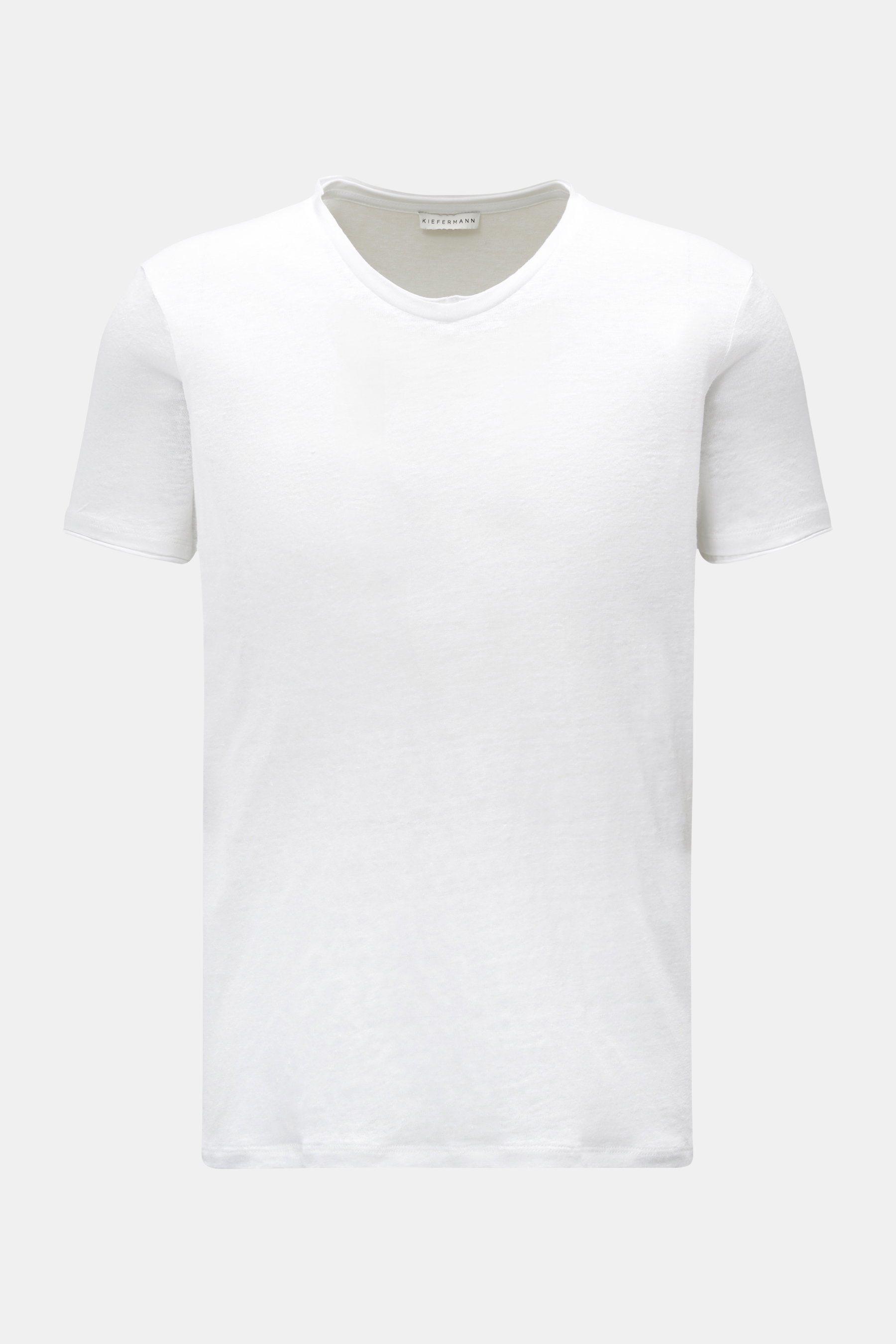 Kiefermann Leinen V-Neck T-Shirt 'Flynn' weiß