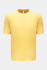 04651/ A trip in a bag Leinen Rundhals-T-Shirt 'Linen Jersey' gelb
