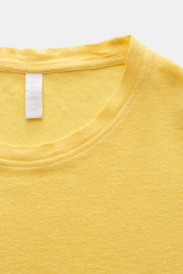 04651/ A trip in a bag Leinen Rundhals-T-Shirt 'Linen Jersey' gelb