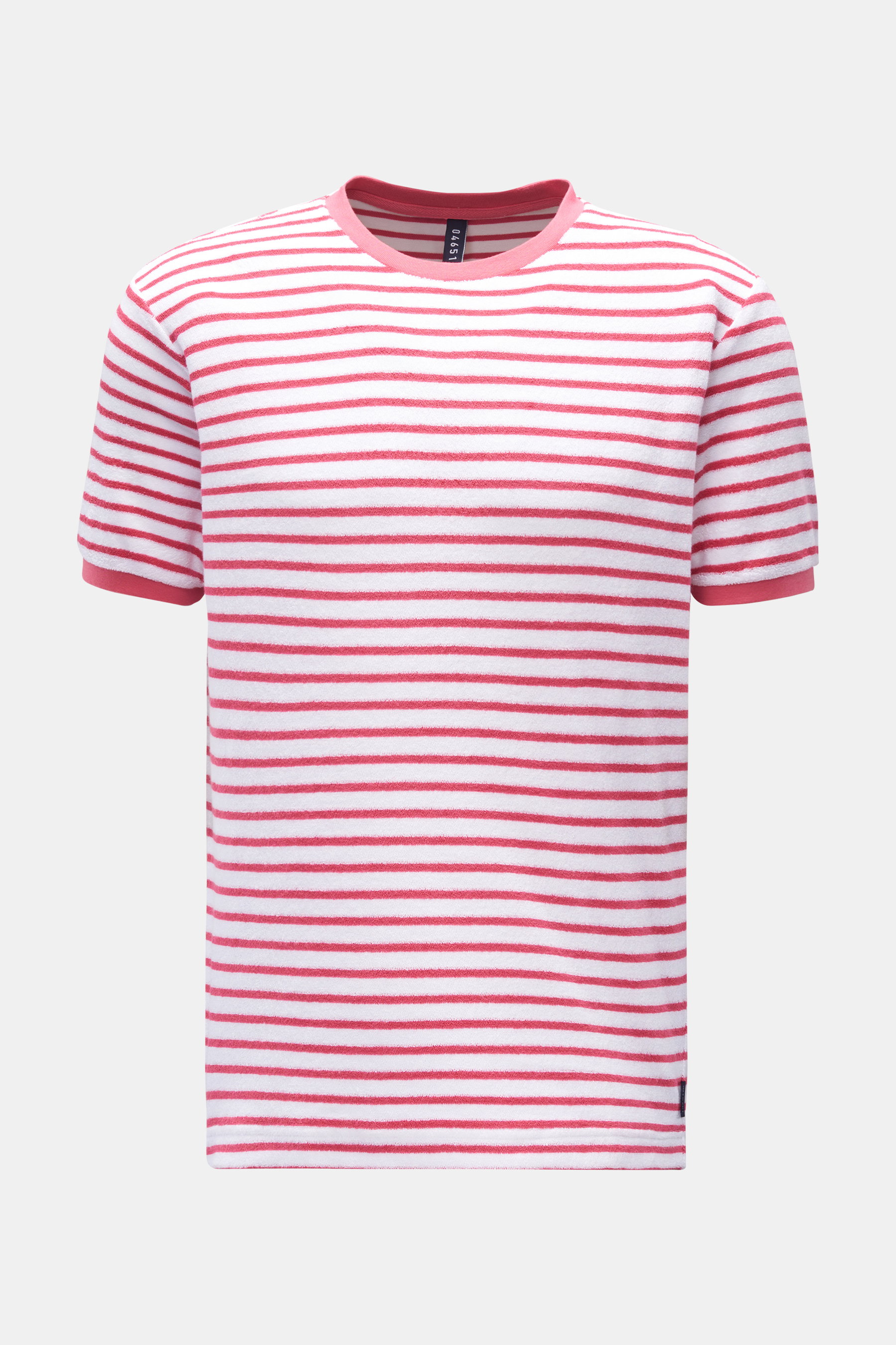 04651/ A trip in a bag Frottee Rundhals-T-Shirt 'Terry Stripe Tee' magenta/weiß gestreift