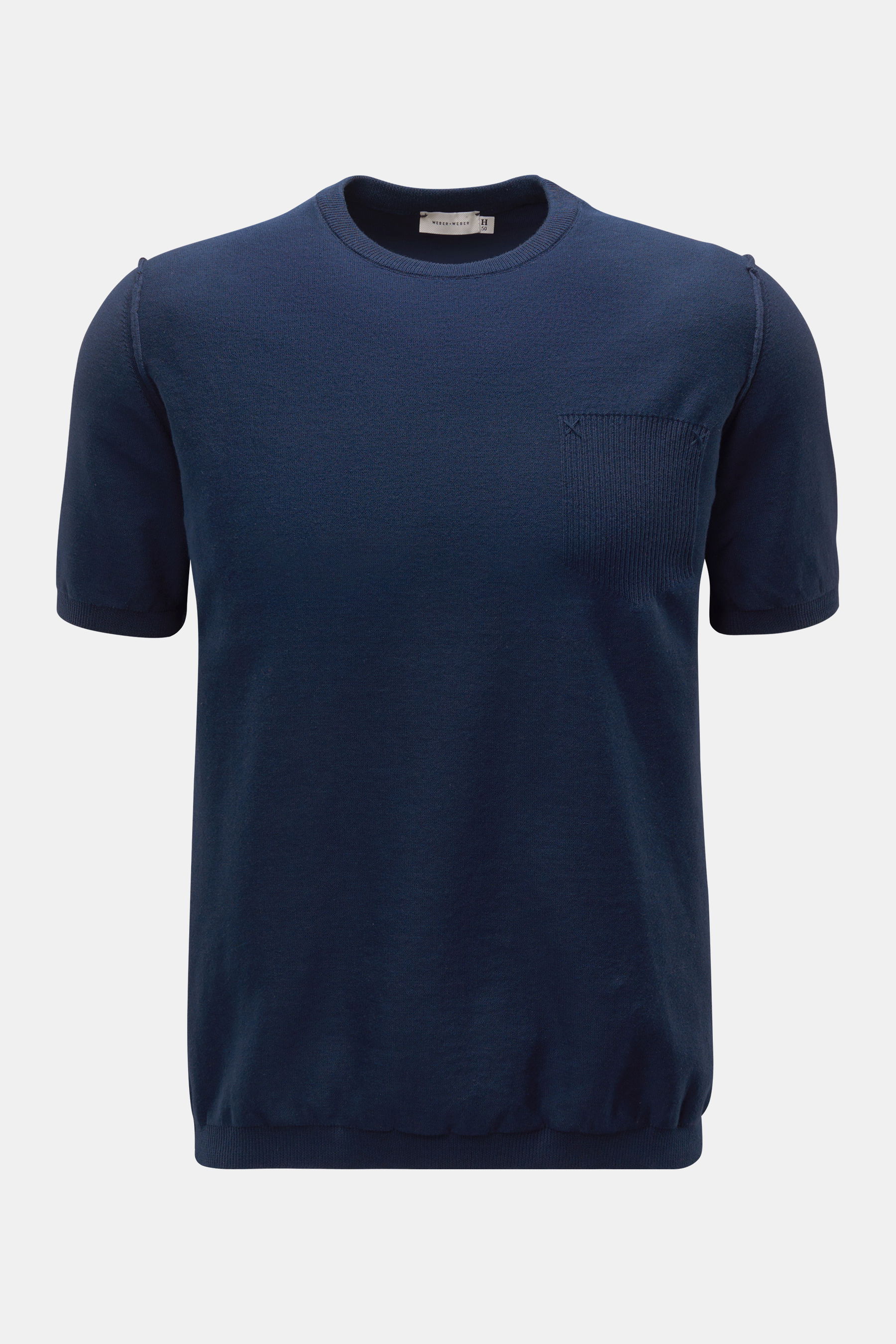 Weber+Weber - Herren - Kurzarm-Rundhalspullover %27Cotton Knit%27 dunkelblau