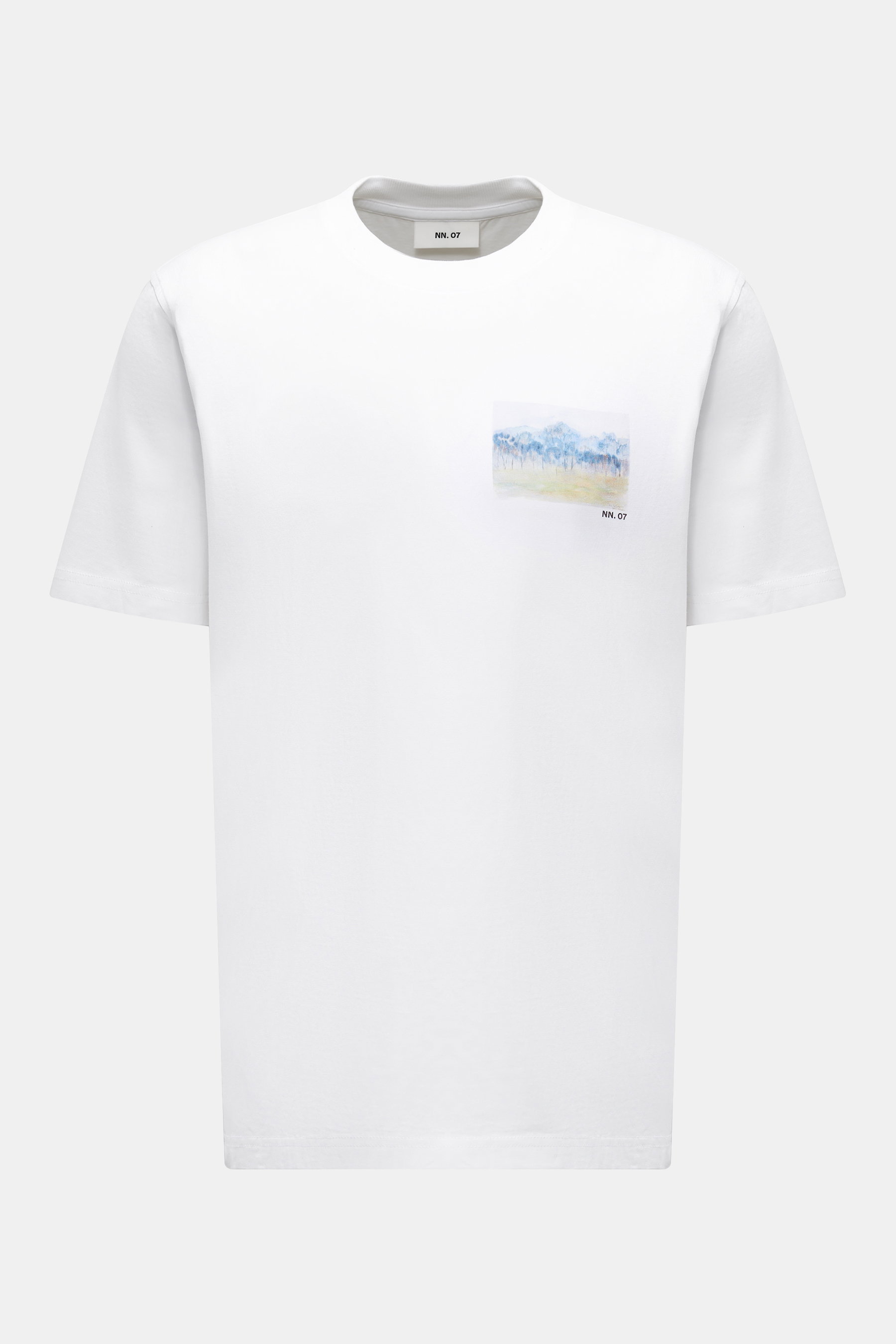 NN.07 Rundhals-T-Shirt 'Adam Landscape' weiß