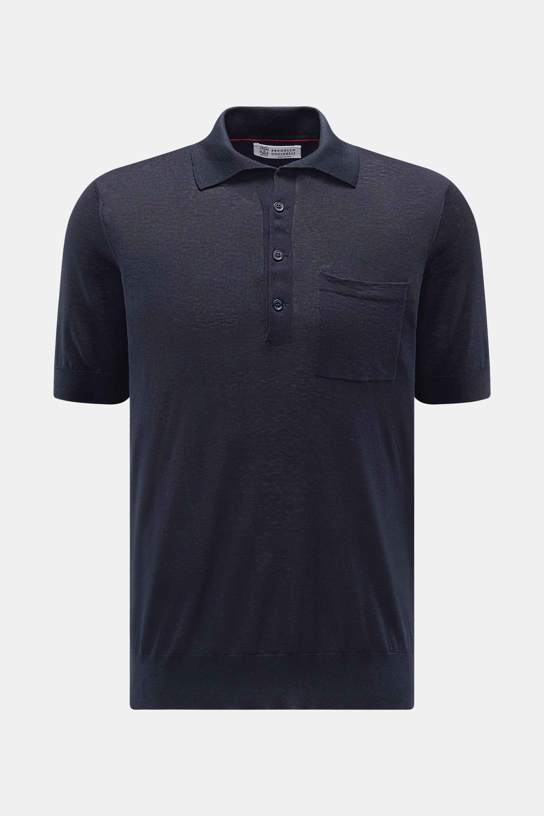 Brunello Cucinelli Kurzarm-Strickpolo navy