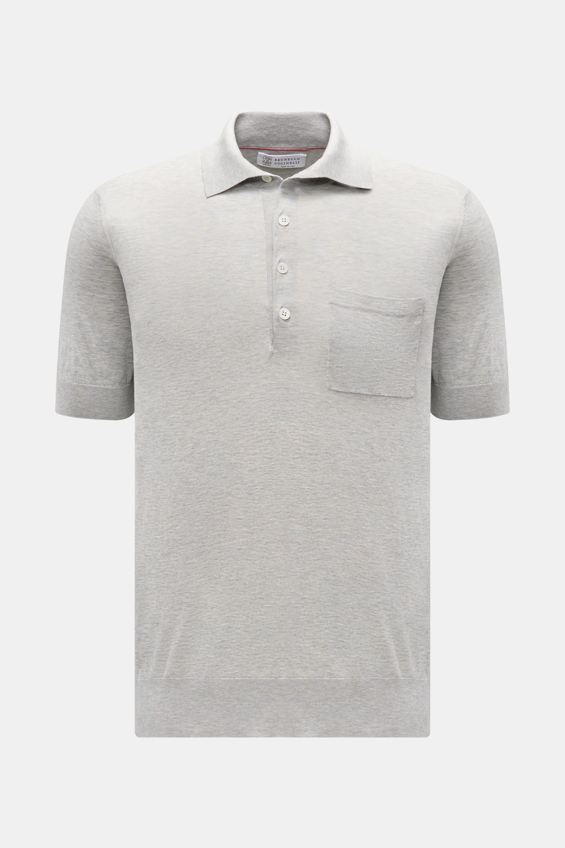 Brunello Cucinelli Kurzarm-Strickpolo grau meliert