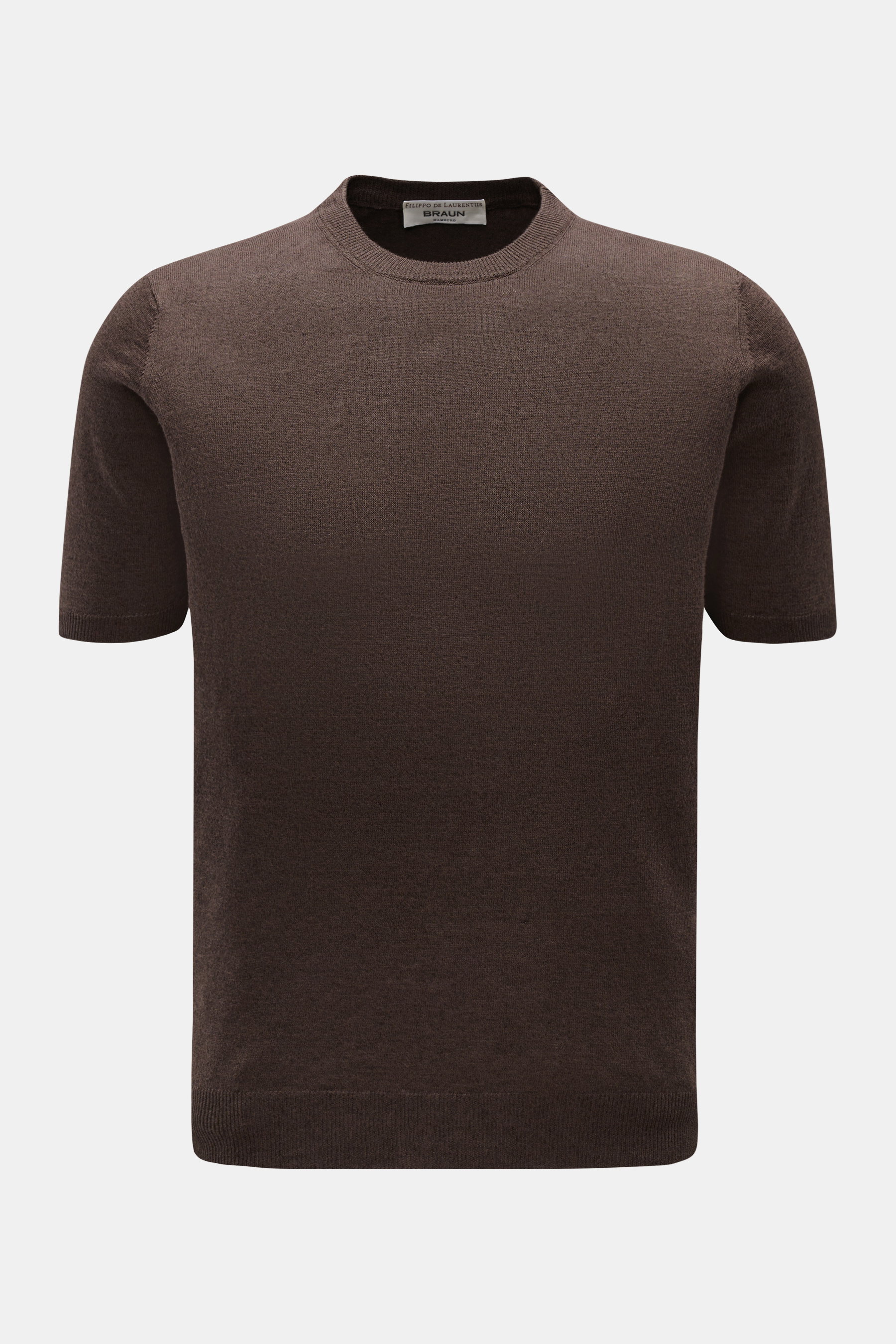 Filippo de Laurentiis Feinstrick-Kurzarmpullover dunkelbraun