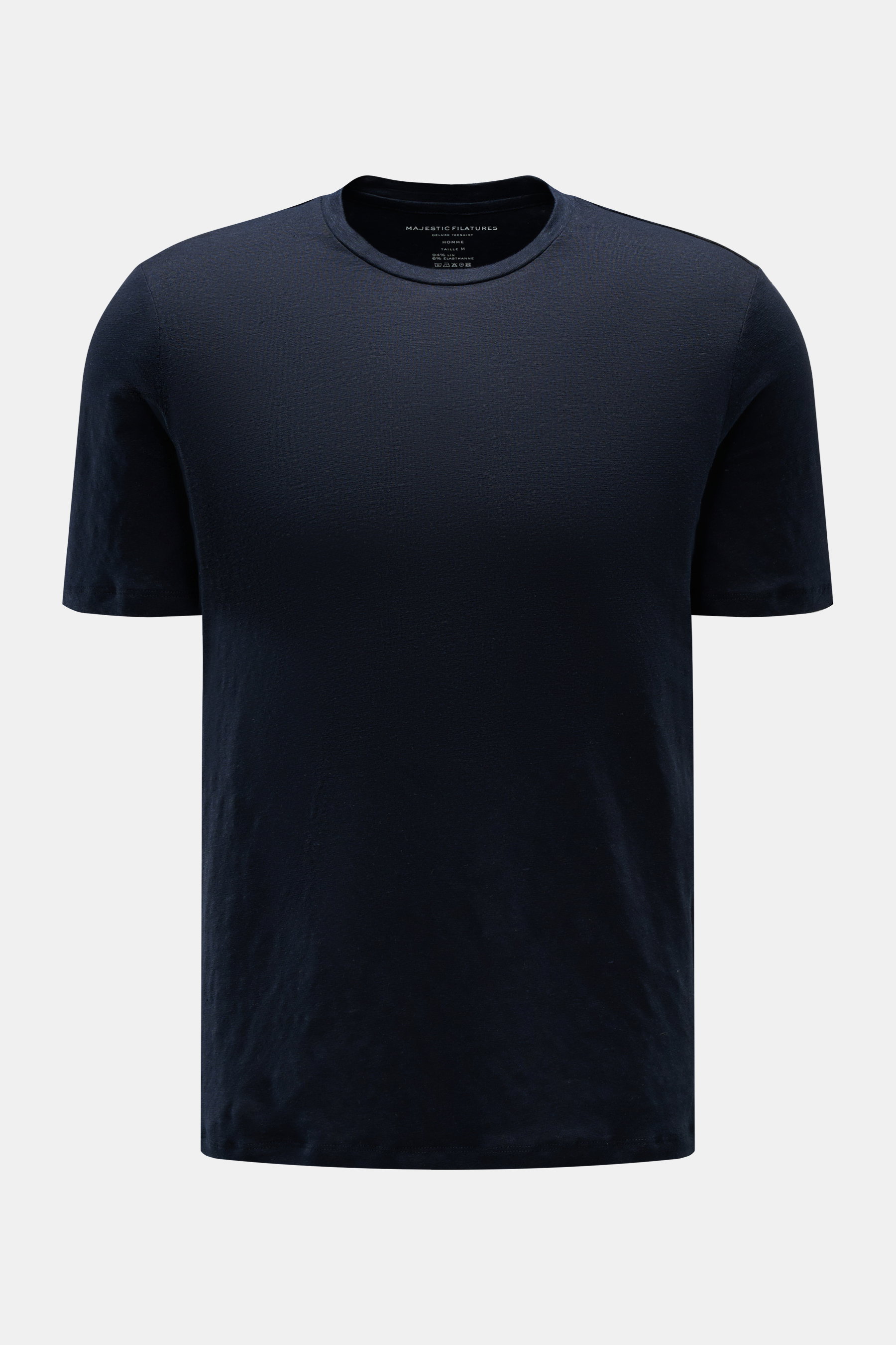 Majestic Filatures Leinen Rundhals-T-Shirt navy