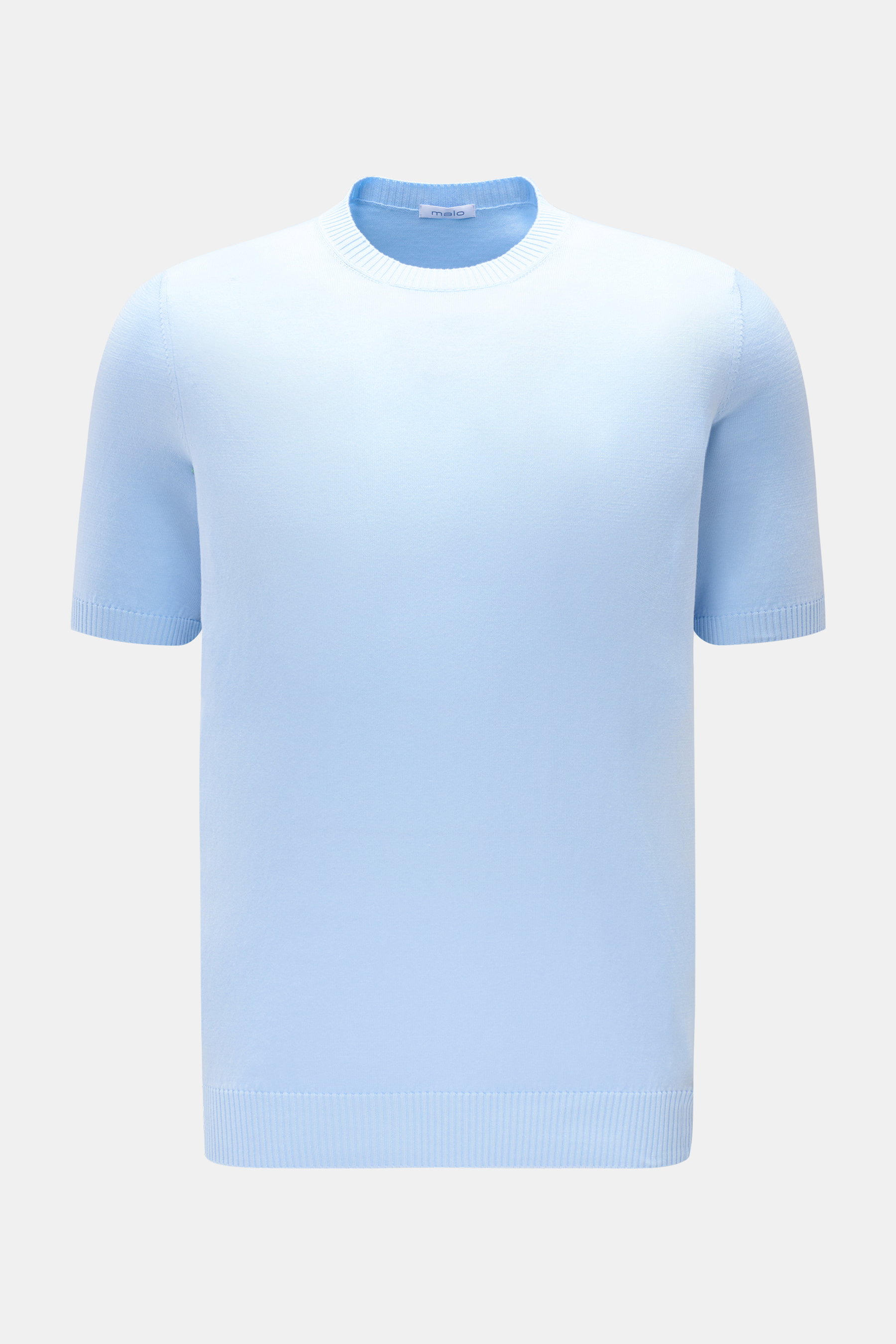 Malo Feinstrick-Kurzarmpullover hellblau