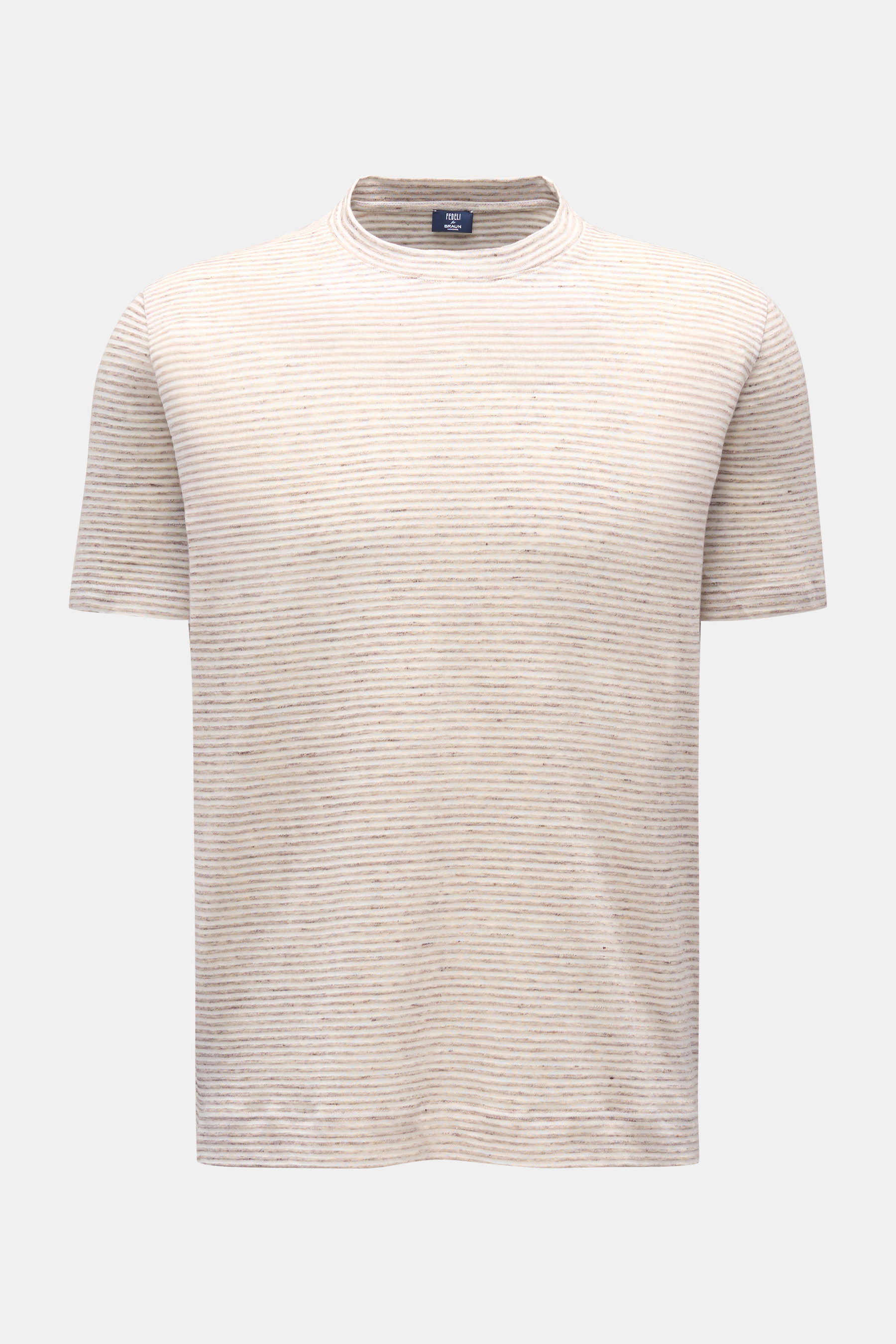 Fedeli Rundhals-T-Shirt creme/beige gestreift