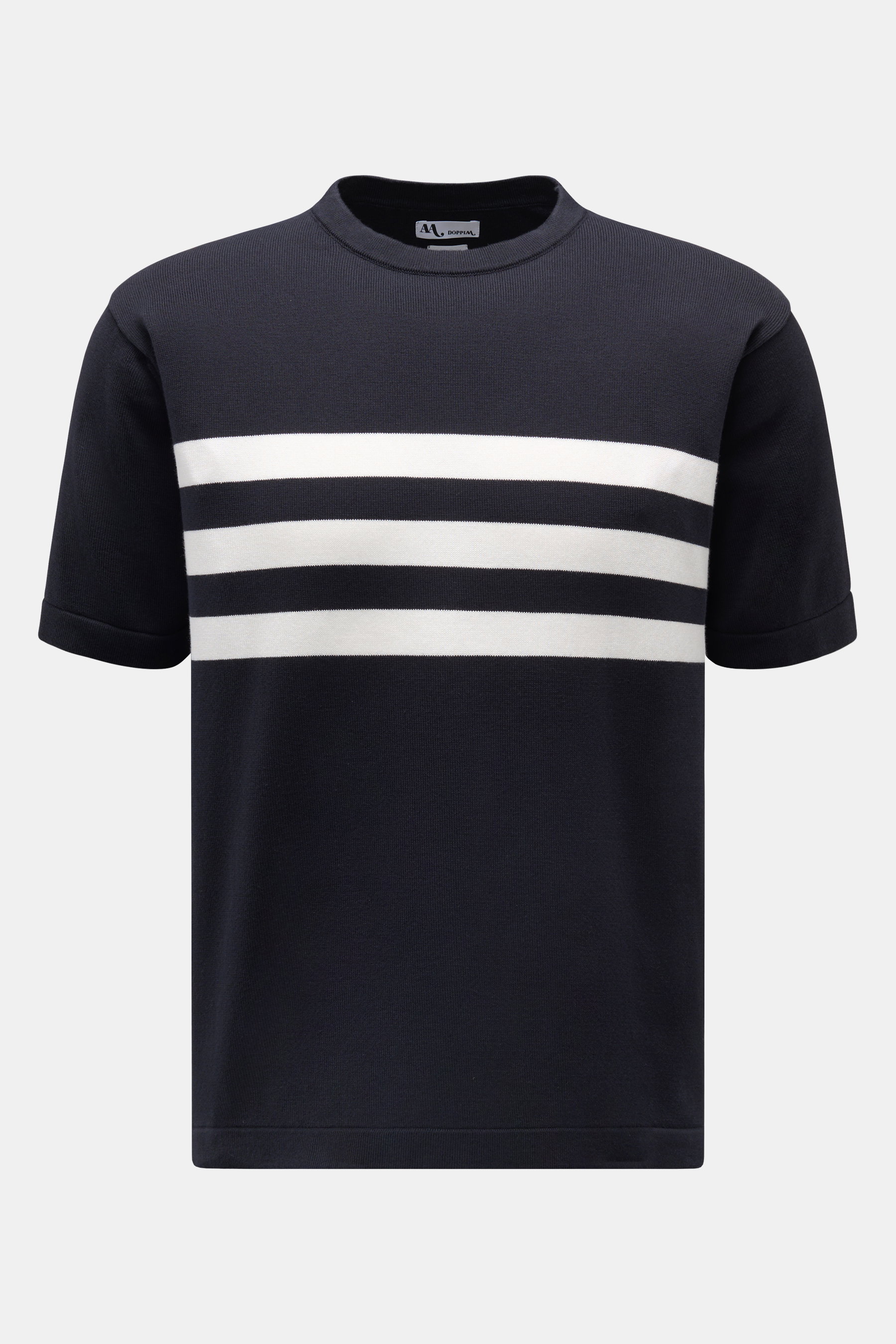 Doppiaa Kurzarmpullover 'Aalfeo' dark navy/offwhite gestreift