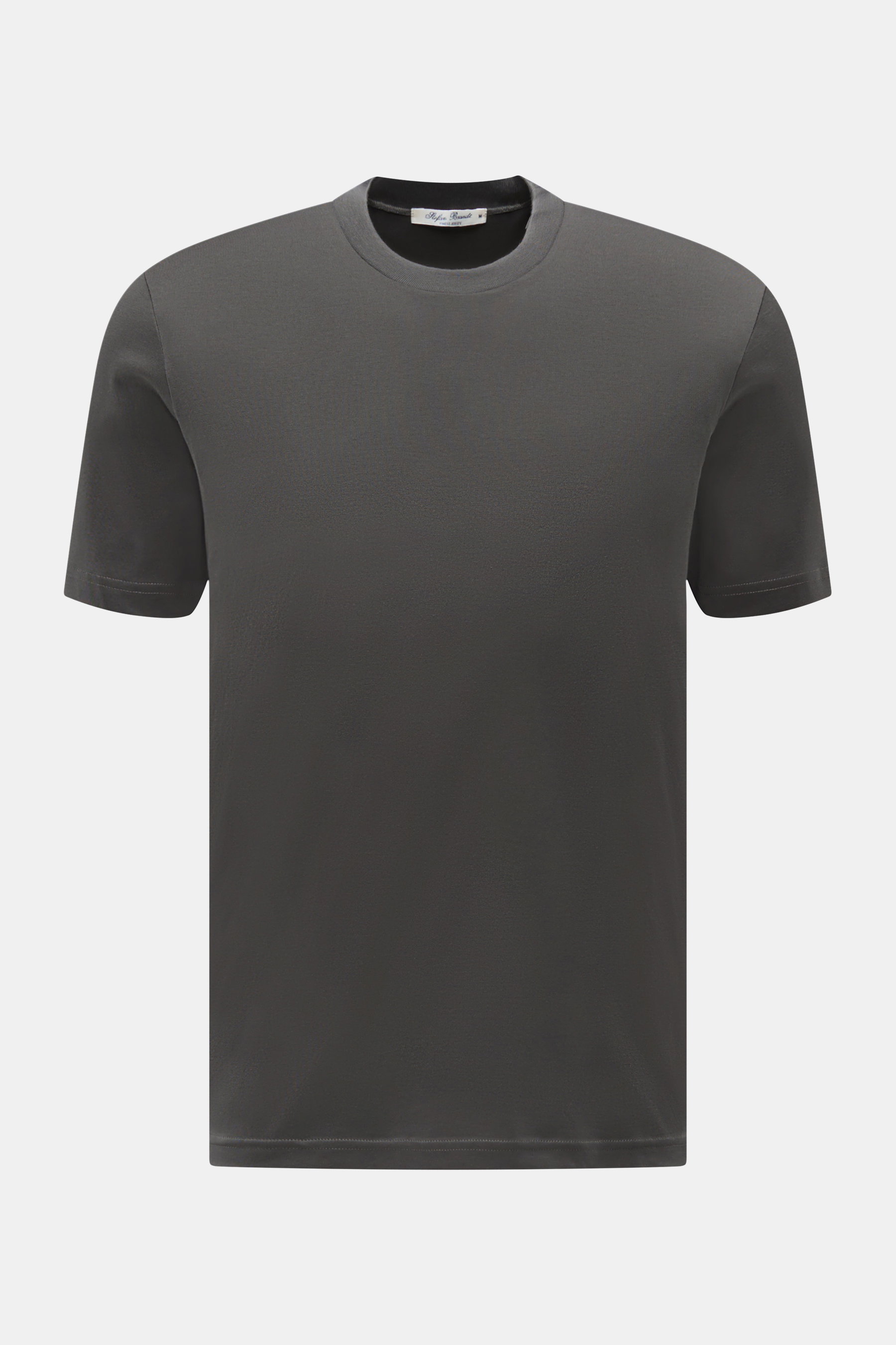 Stefan Brandt Rundhals-T-Shirt 'Eli' dunkelgrau, Slim Fit, Jersey aus reiner Pima-Baumwolle, weicher Griff, frontale Perspektive.