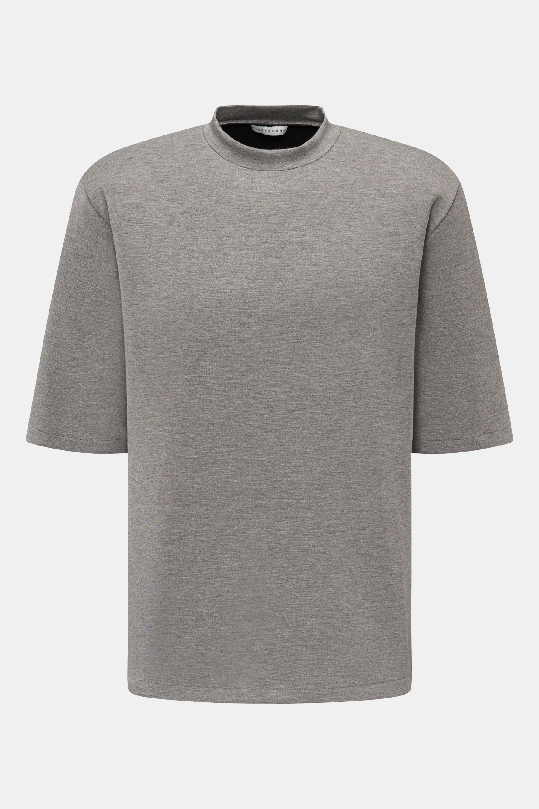 Kiefermann Rundhals-T-Shirt "Thorfinn" grau meliert, Frontansicht, schwerer elastischer Jersey aus Viskose-Microfaser, Regular Fit, glatter Griff, Rundhalsausschnitt.