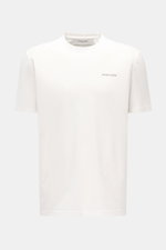 Golden Goose Rundhals-T-Shirt offwhite aus weichem Baumwoll-Jersey, Regular Fit, Front mit kleinem Logo, Rückseite mit zwei Metall-Sternen, Frontansicht.