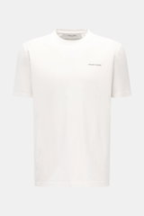 Golden Goose Rundhals-T-Shirt offwhite aus weichem Baumwoll-Jersey, Regular Fit, Front mit kleinem Logo, Rückseite mit zwei Metall-Sternen, Frontansicht.