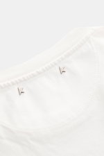 Golden Goose Rundhals-T-Shirt offwhite aus weichem Baumwoll-Jersey, Rückansicht mit zwei ikonischen Metall-Sternen am Kragen.
