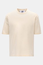 Golden Goose Rundhals-T-Shirt creme, aus reiner Baumwolle, Regular Fit, mit Rundhalsausschnitt, frontale Nahaufnahme, schlicht und lässig.