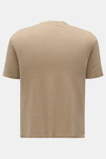 Rückansicht des 04651/ A trip in a bag Leinen-T-Shirts taupe, Jersey aus Leinen, leicht griffig, luftig, leichter Stretch, Slim Fit, Rundhalsausschnitt.