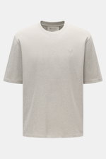 Ami Paris Rundhals-T-Shirt grau meliert shown from the front, featuring an oversized fit, round neckline, and stitched heart logo. <p>Pardon my french - Mit diesem T-Shirt von AMI PARIS kommen Sie bestimmt auch ohne gute Sprachkenntnisse durch, denn das a