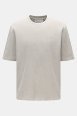 Ami Paris Rundhals-T-Shirt grau meliert shown from the front, featuring an oversized fit, round neckline, and stitched heart logo. <p>Pardon my french - Mit diesem T-Shirt von AMI PARIS kommen Sie bestimmt auch ohne gute Sprachkenntnisse durch, denn das a