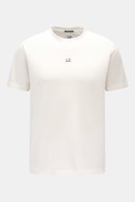 C.P. Company Rundhals-T-Shirt offwhite, Slim Fit, weiche mercerisierte Baumwolle, Frontansicht mit kleinem Logo-Print auf der Brust.